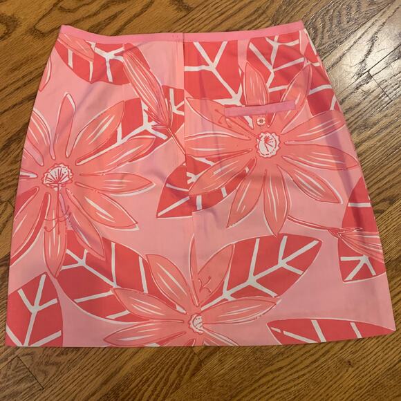 Lilly Pulitzer Skirt Pink Floral Palm Print White Label Size 4 - Picture 8 of 8